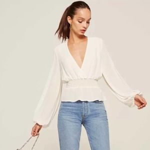 Reformation Ivory Farrow Top